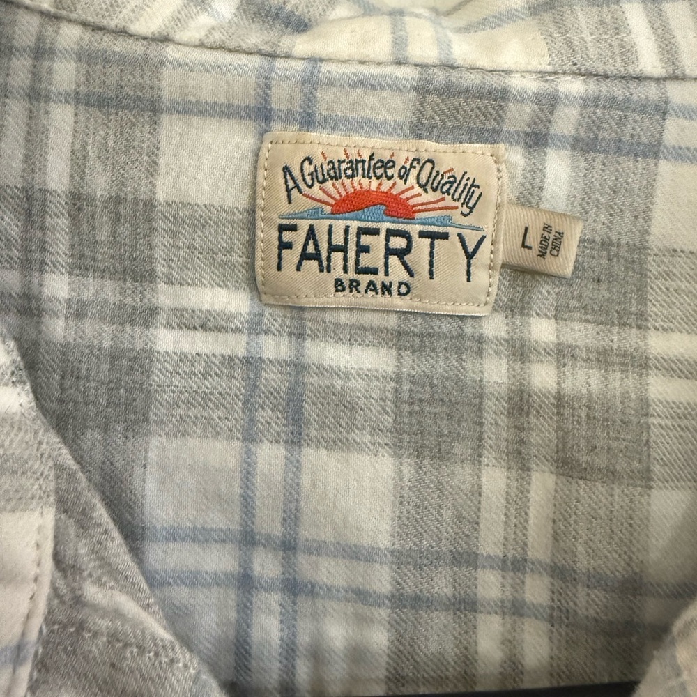 Faherty Light Gray Button Down Shirt/Flannel - image 2